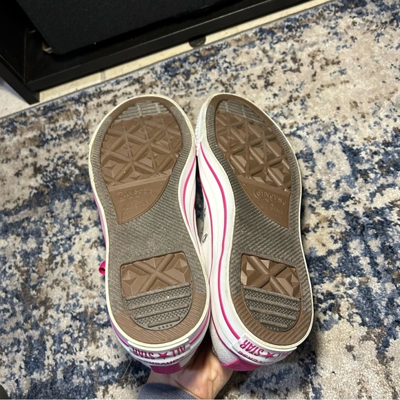 Converse Chuck Taylor All Star Double Tongue White & Pink Stitched Sneakers 8 - Picture 9 of 11
